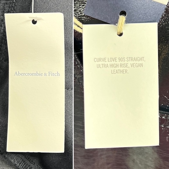 Abercrombie & Fitch Curve Love Patent Leather 90s Straight Black Pants 31/12 NWT - Picture 6 of 9